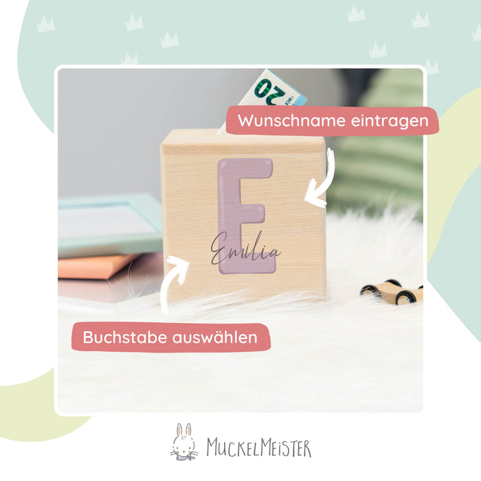 Spardose Personalisiert Buchstabe Lila