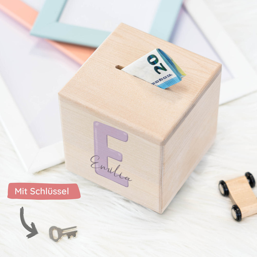 Spardose Personalisiert Buchstabe Lila - Muckelmeister