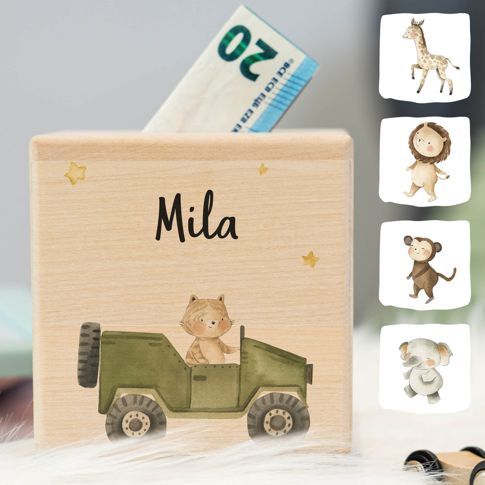 Spardose Personalisiert Jeep Tiere - Muckelmeister