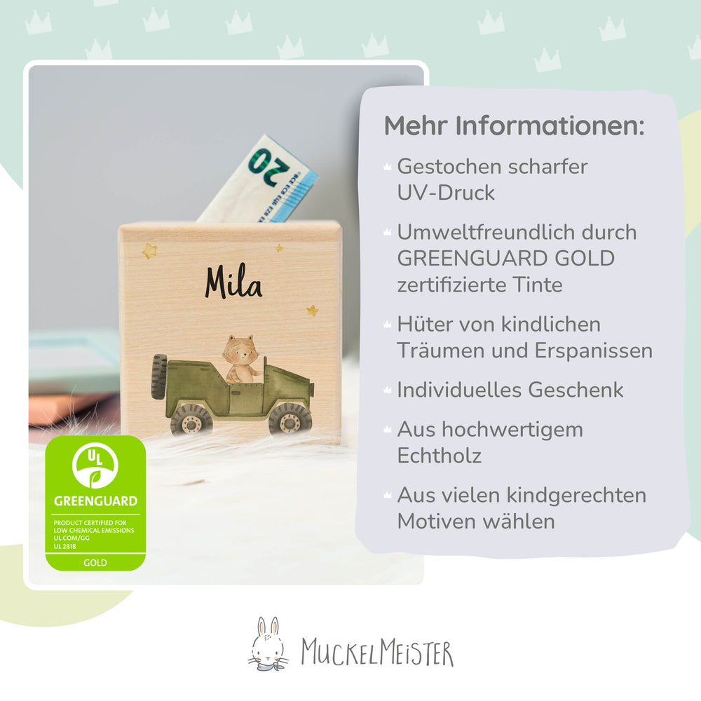 Spardose Personalisiert Jeep Tiere - Muckelmeister