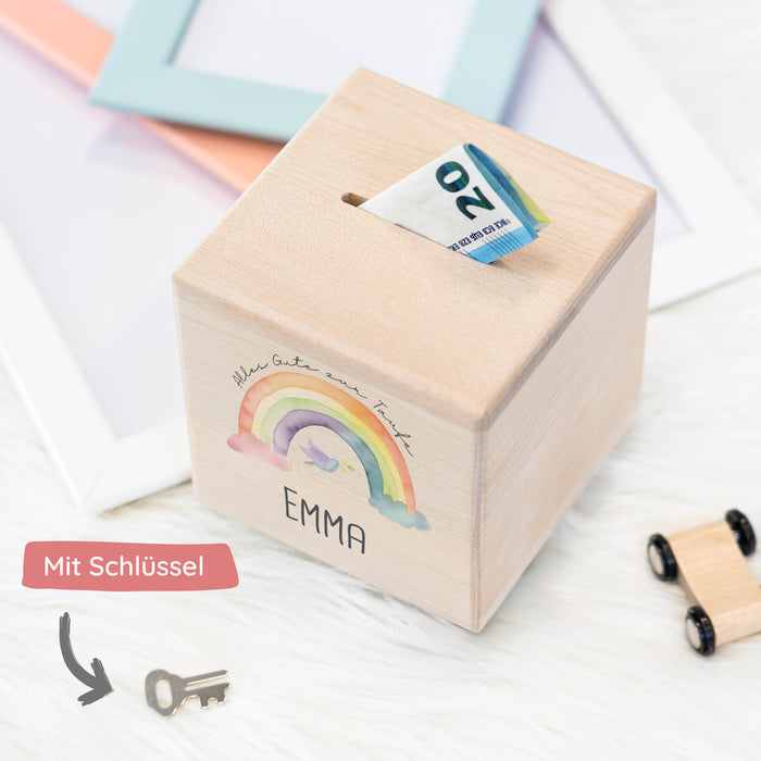 Spardose Personalisiert Regenbogen Taufe