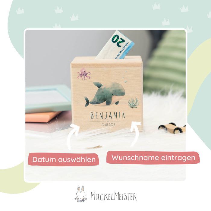 Spardose Personalisiert Wal
