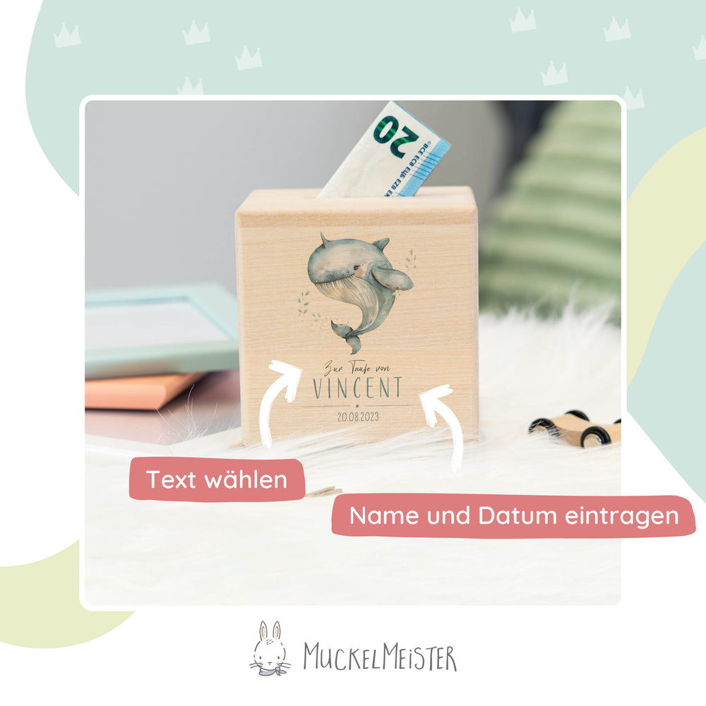 Spardose Personalisiert Wal Taufe - Muckelmeister