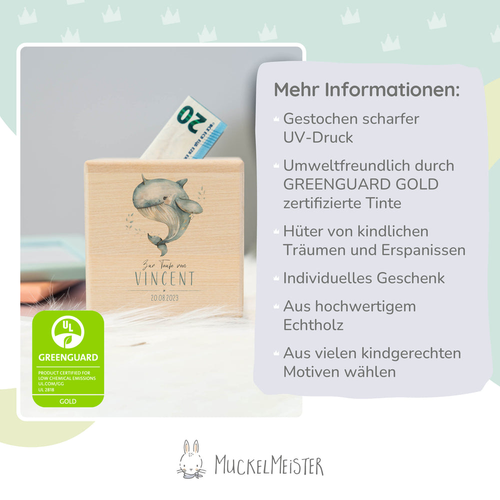 Spardose Personalisiert Wal Taufe - Muckelmeister