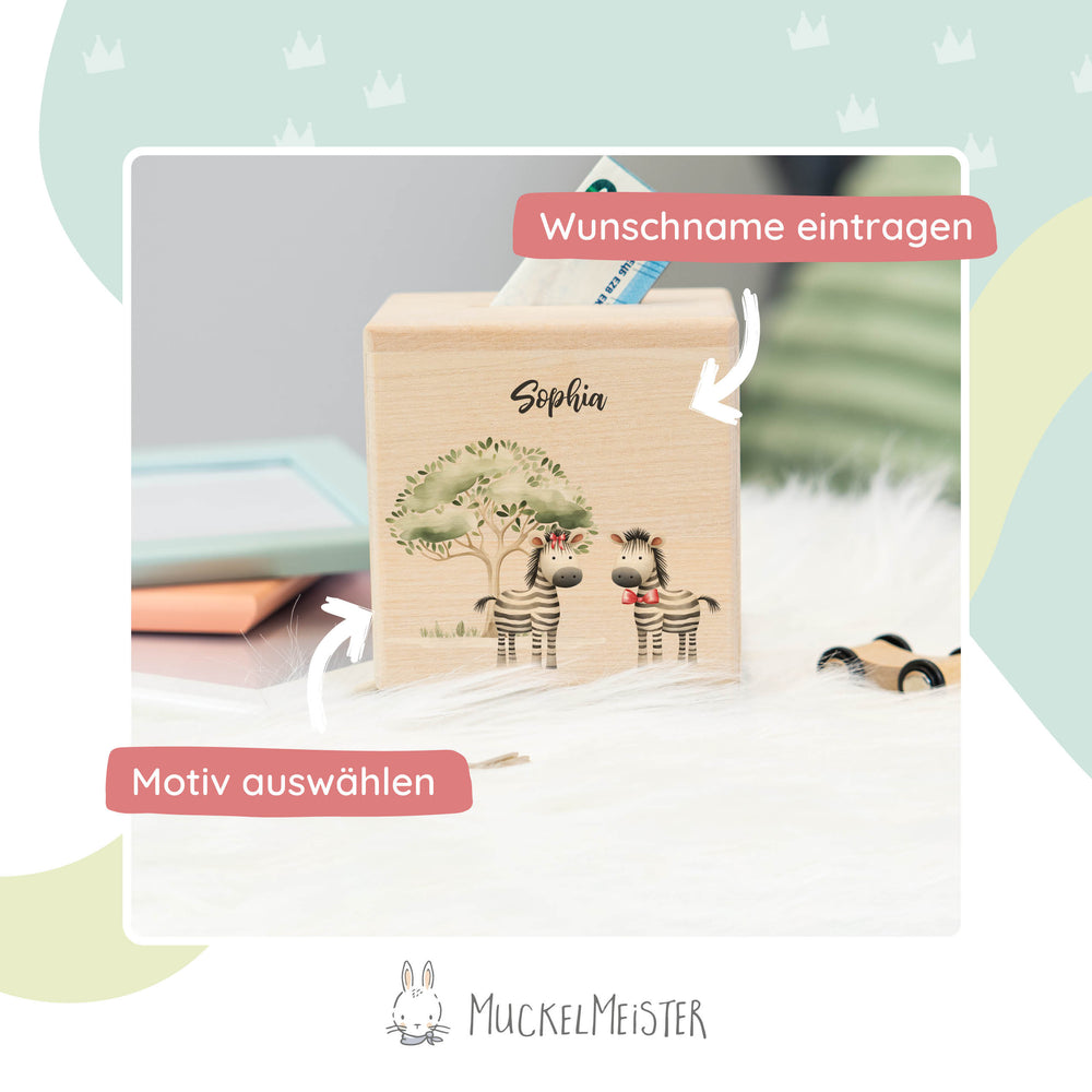 Spardose Personalisiert Zebra - Muckelmeister