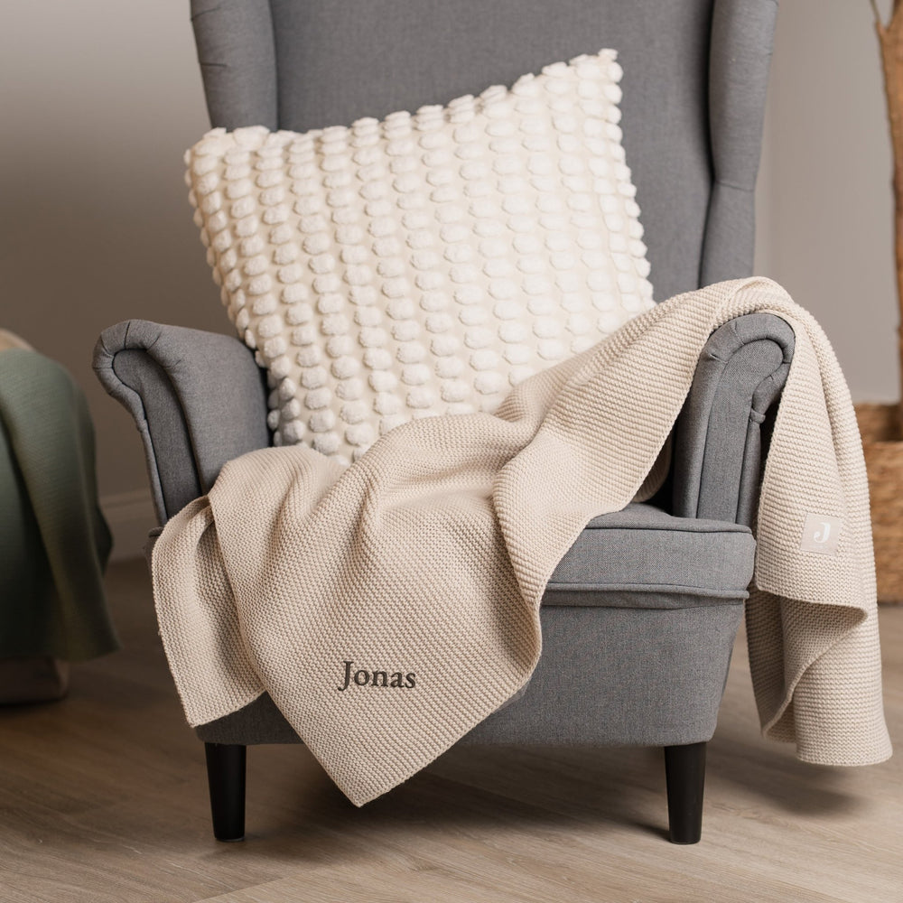 Babydecke personalisiert | Gestrickte Kuscheldecke mit Namen | Stick - Muckelmeister