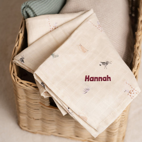 Mulltuch Baby personalisiert | Jungle Jambo mit Namen | Stick