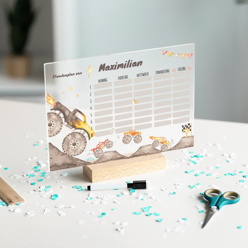 Stundenplan abwischbar personalisiert -  Monster Trucks