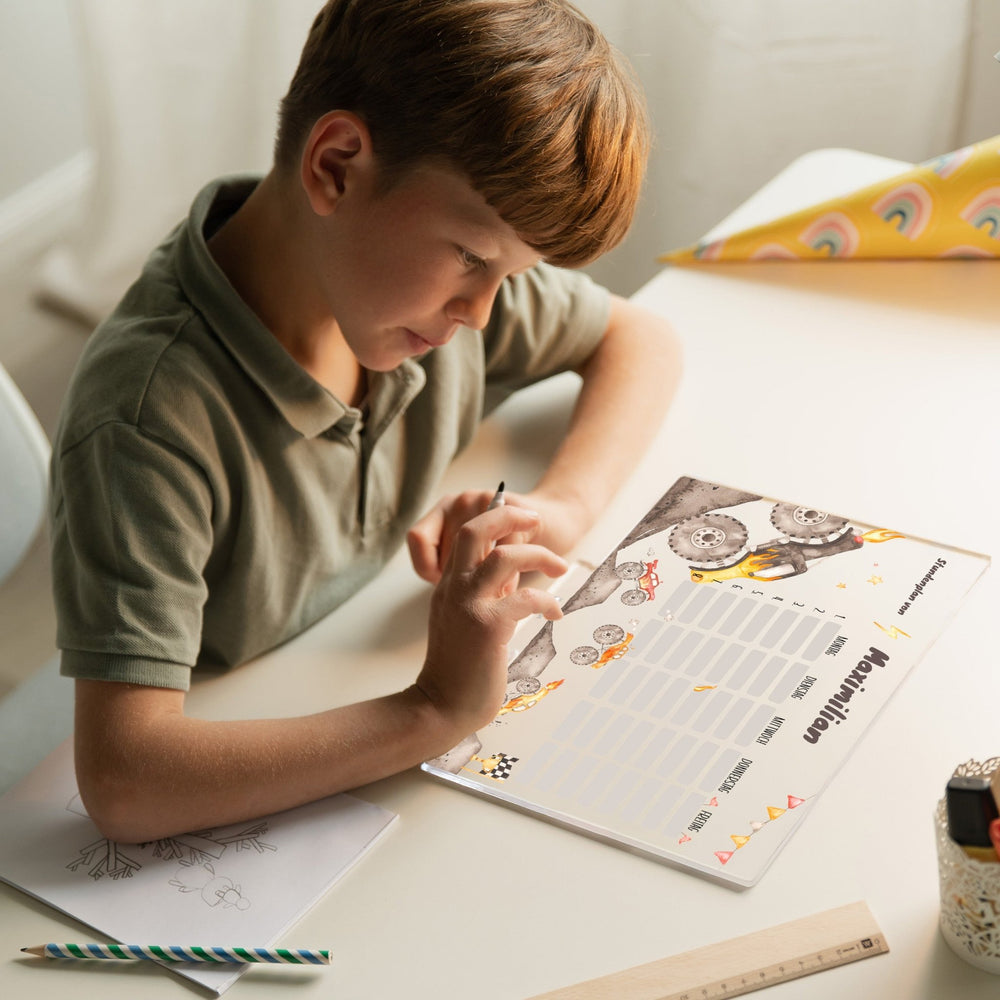 Stundenplan abwischbar personalisiert - Monster Trucks - Muckelmeister