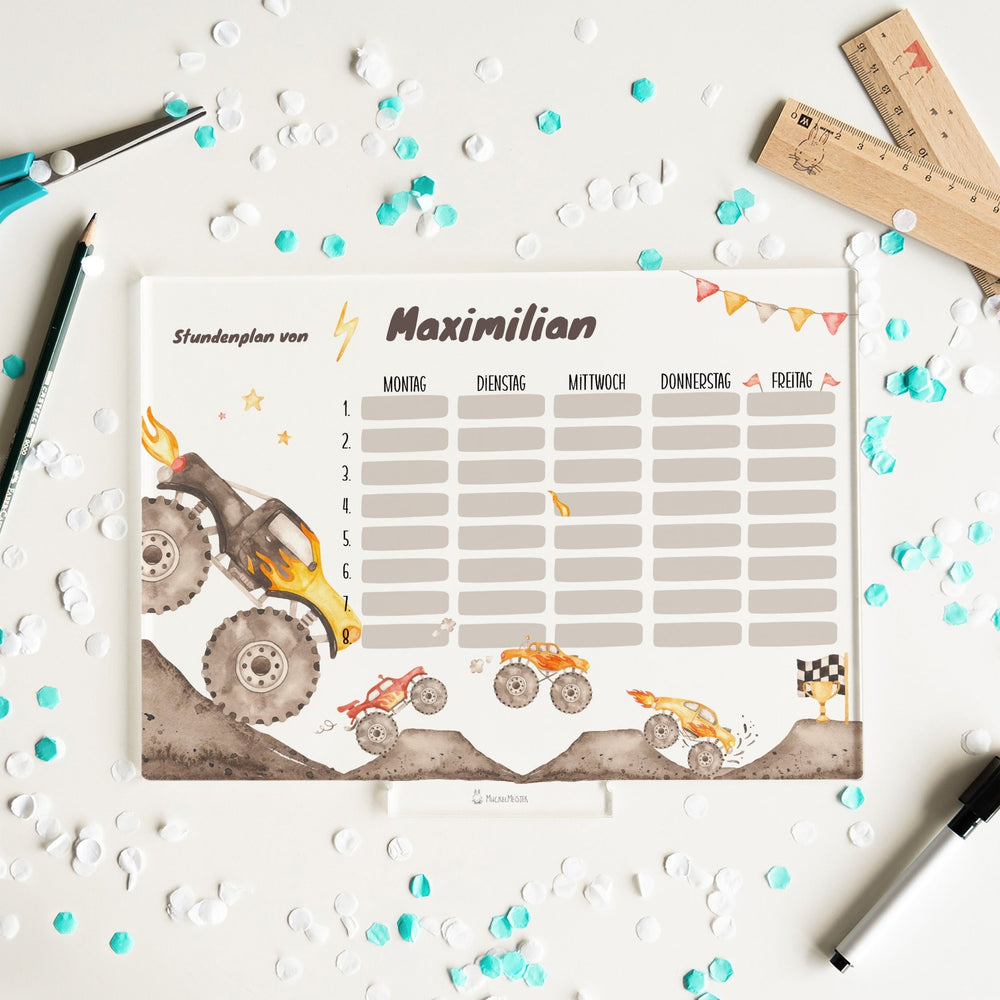 Stundenplan abwischbar personalisiert - Monster Trucks - Muckelmeister