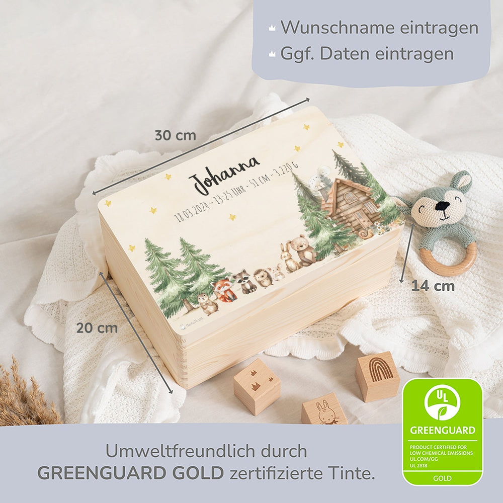 Erinnerungskiste Waldfreunde mit Wunschtext - Muckelmeister