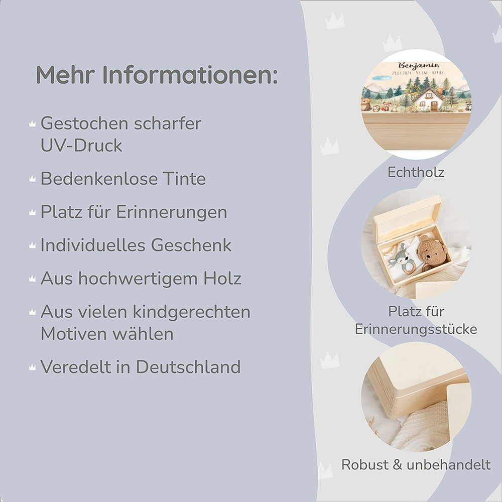 Erinnerungsbox Waldfreunde Haus Bär mit Wunschtext - Muckelmeister