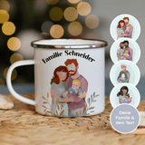 Personalisierte Emallie Tasse - "Meine Familie" - Muckelmeister