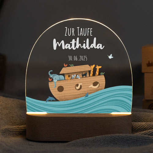LED Nachtlicht Kinder personalisiert - Arche Taufe