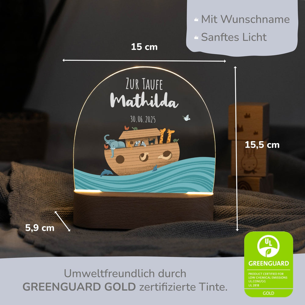 LED Nachtlicht Kinder personalisiert - Arche Taufe - Muckelmeister