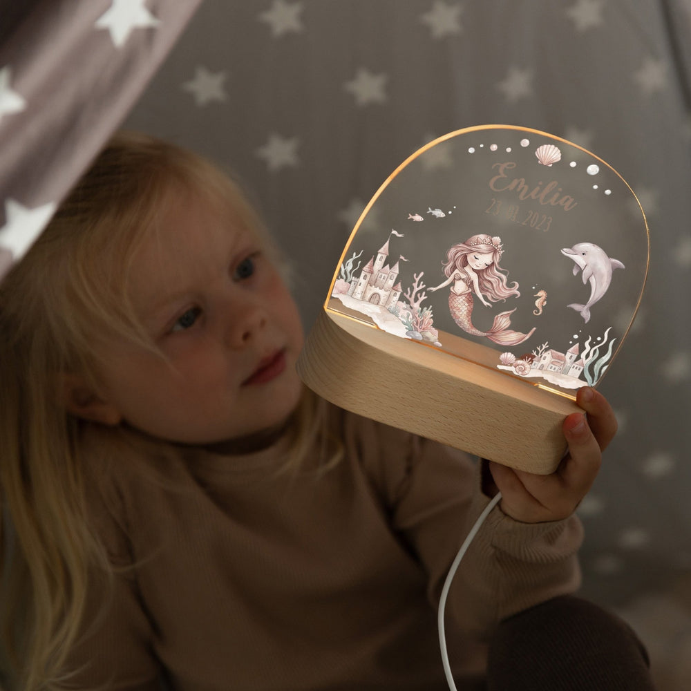 LED Nachtlicht Kinder personalisiert - Meerjungfrau - Muckelmeister