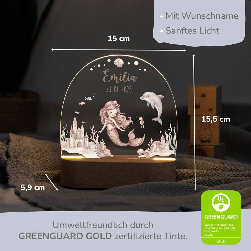 LED Nachtlicht Kinder personalisiert - Meerjungfrau - Muckelmeister
