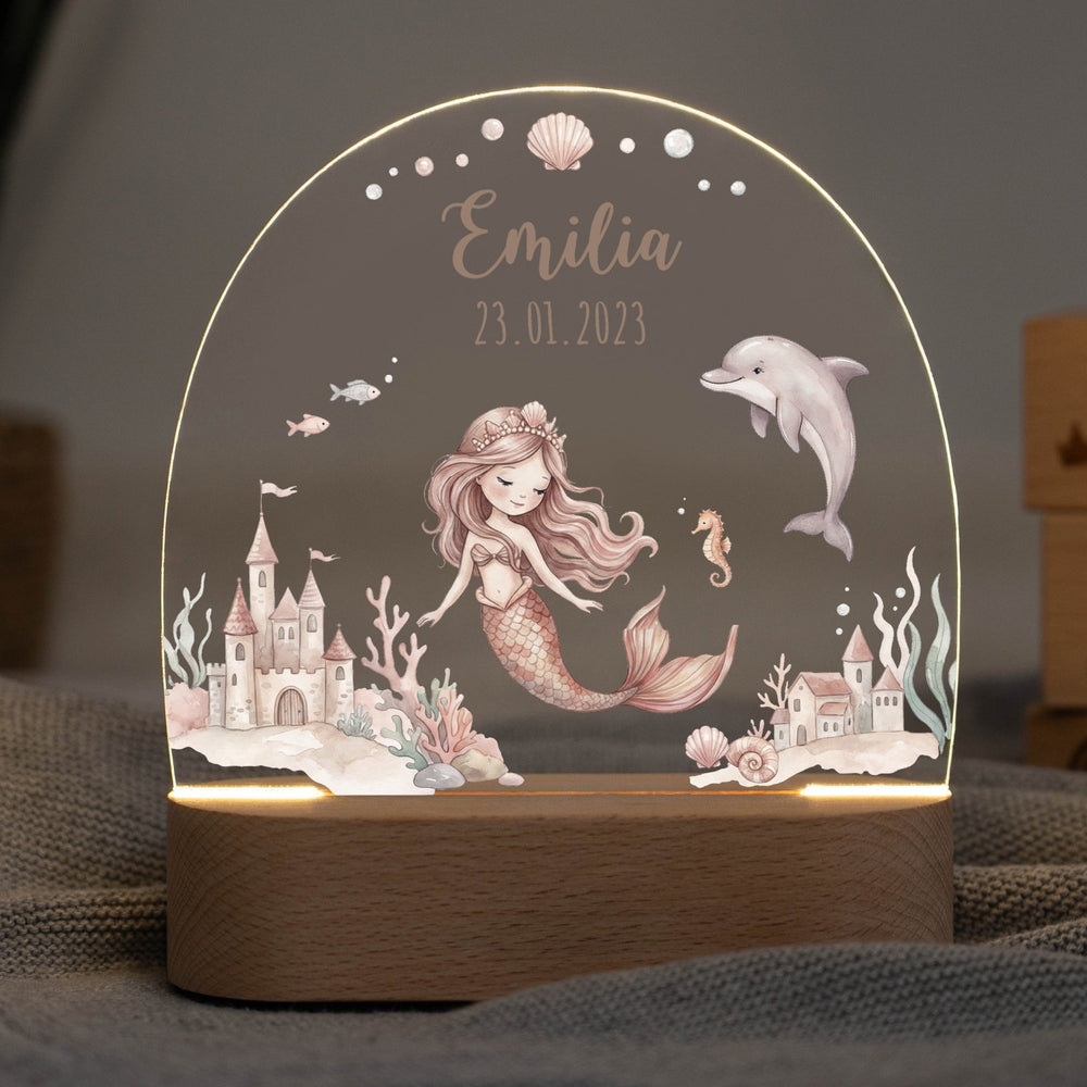 LED Nachtlicht Kinder personalisiert - Meerjungfrau - Muckelmeister