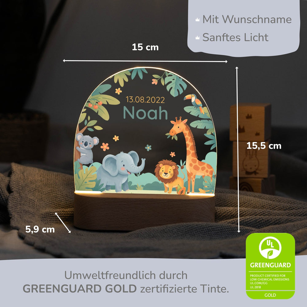 LED Nachtlicht Kinder personalisiert - Dschungel - Muckelmeister