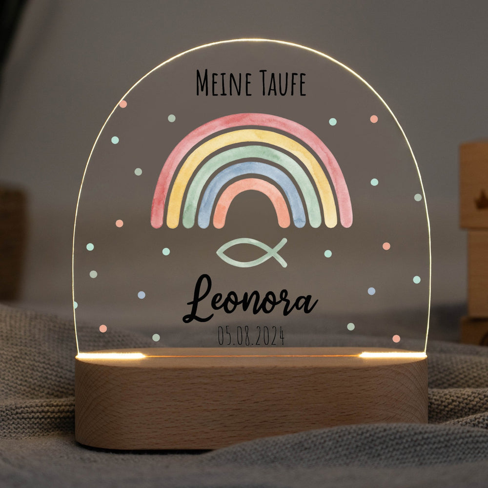 LED Nachtlicht Kinder personalisiert - Taufe Regenbogen - Muckelmeister