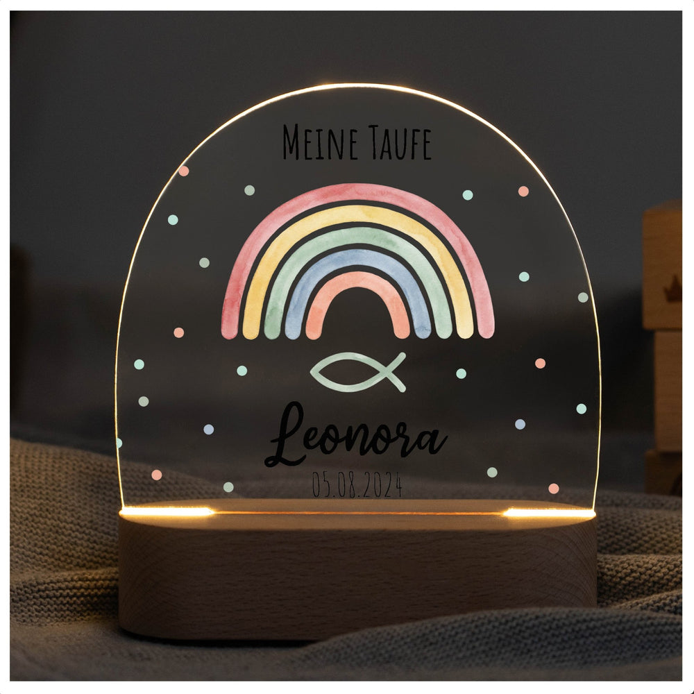 LED Nachtlicht Kinder personalisiert - Taufe Regenbogen - Muckelmeister
