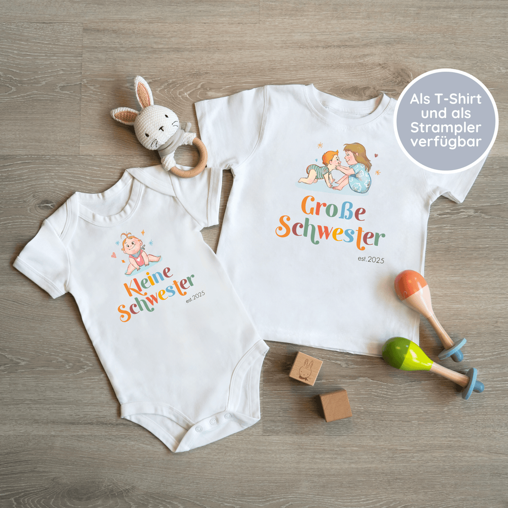 Klassischer Babystrampler und Klassisches T-Shirt kurzärmlig - Geschwister - Muckelmeister