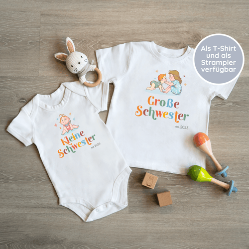 Klassischer Babystrampler und Klassisches T-Shirt kurzärmlig - Geschwister