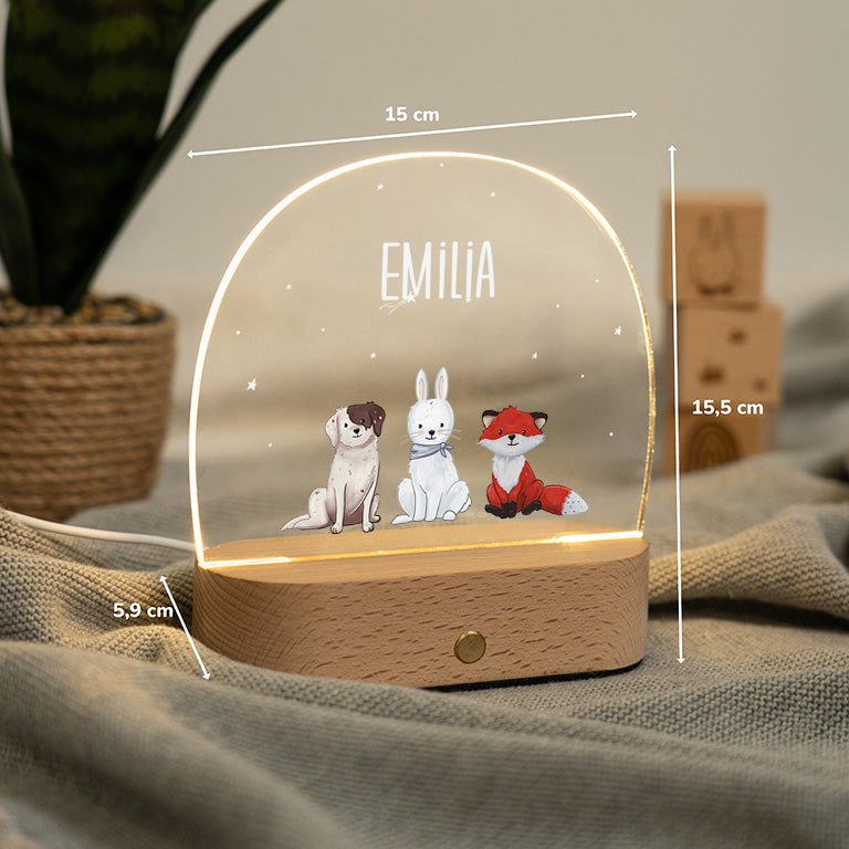 Nachtlicht Kinder personalisiert - Hund - Hase - Fuchs