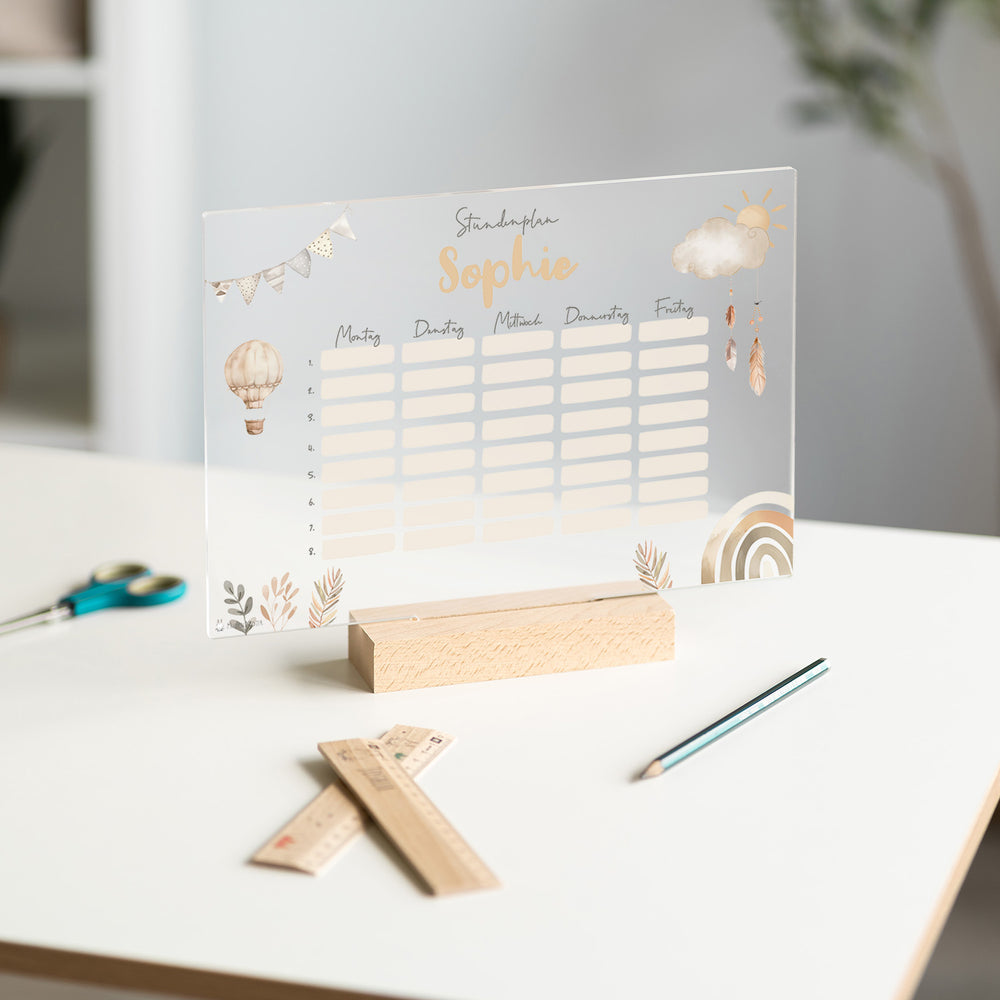 Stundenplan abwischbar personalisiert - Boho - Muckelmeister