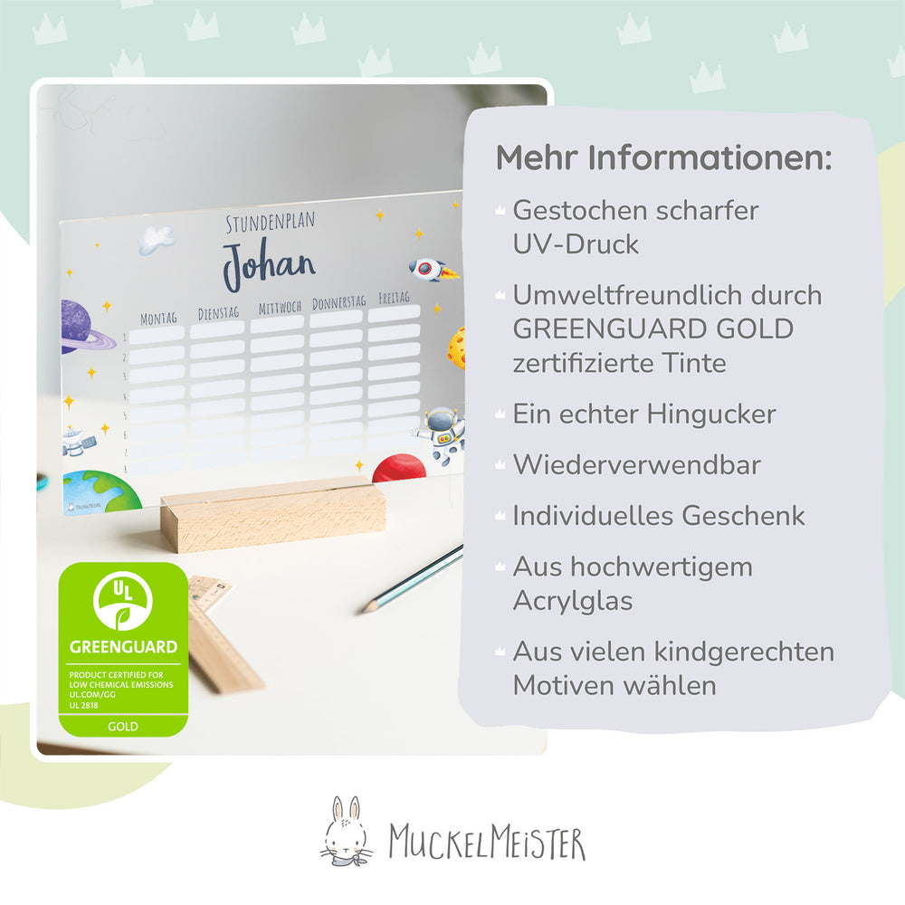 Stundenplan abwischbar personalisiert - Boho - Muckelmeister