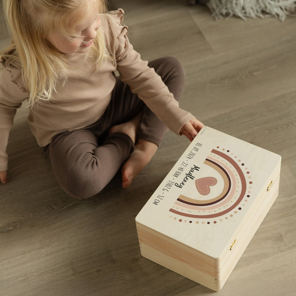 Erinnerungsbox Baby - Regenbogen rosa - Muckelmeister