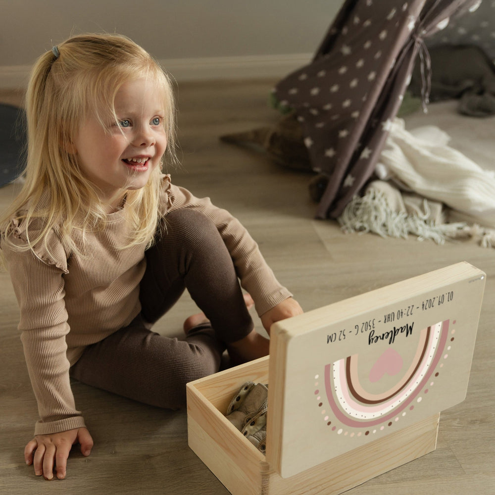 Erinnerungsbox Baby - Regenbogen rosa - Muckelmeister