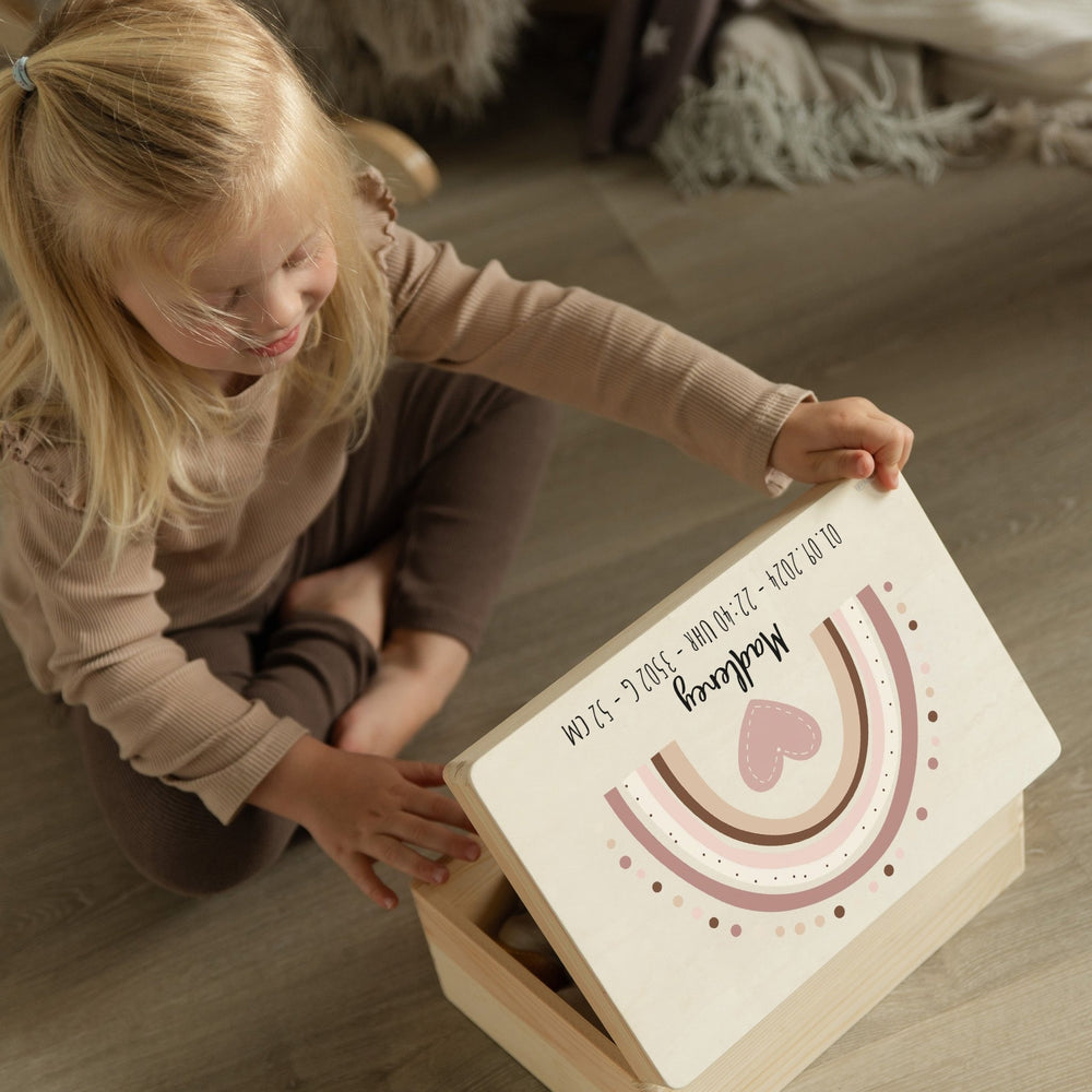 Erinnerungsbox Baby - Regenbogen rosa - Muckelmeister