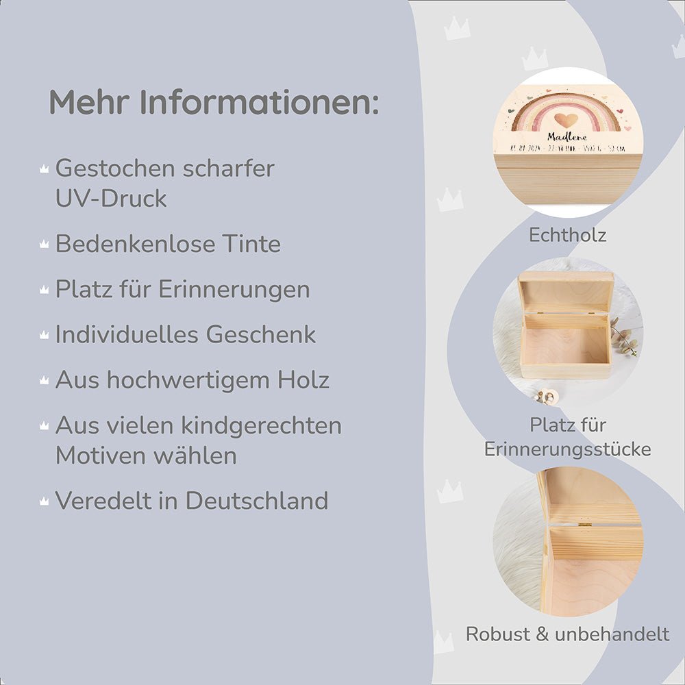 Erinnerungsbox Baby - Regenbogen rosa Herzen - Muckelmeister