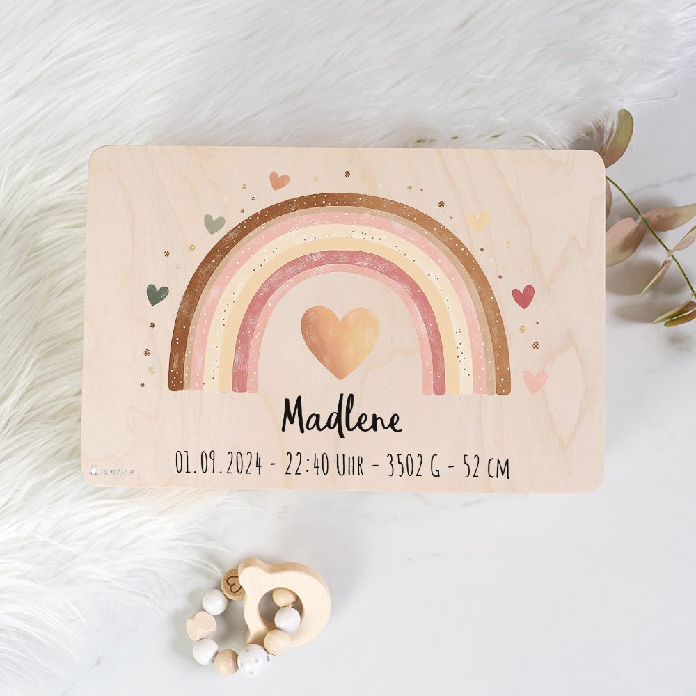 Erinnerungsbox Baby - Regenbogen rosa Herzen - Muckelmeister