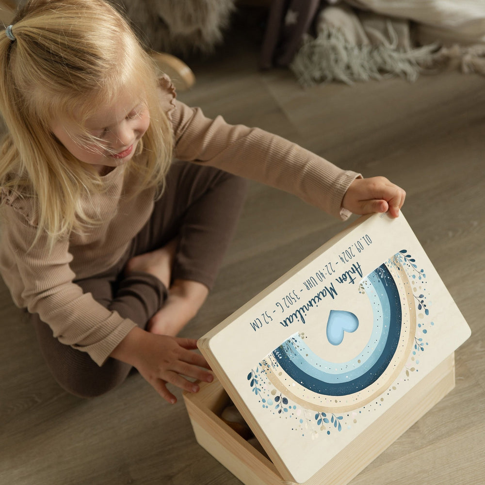 Erinnerungsbox Baby - Regenbogen blau - Muckelmeister