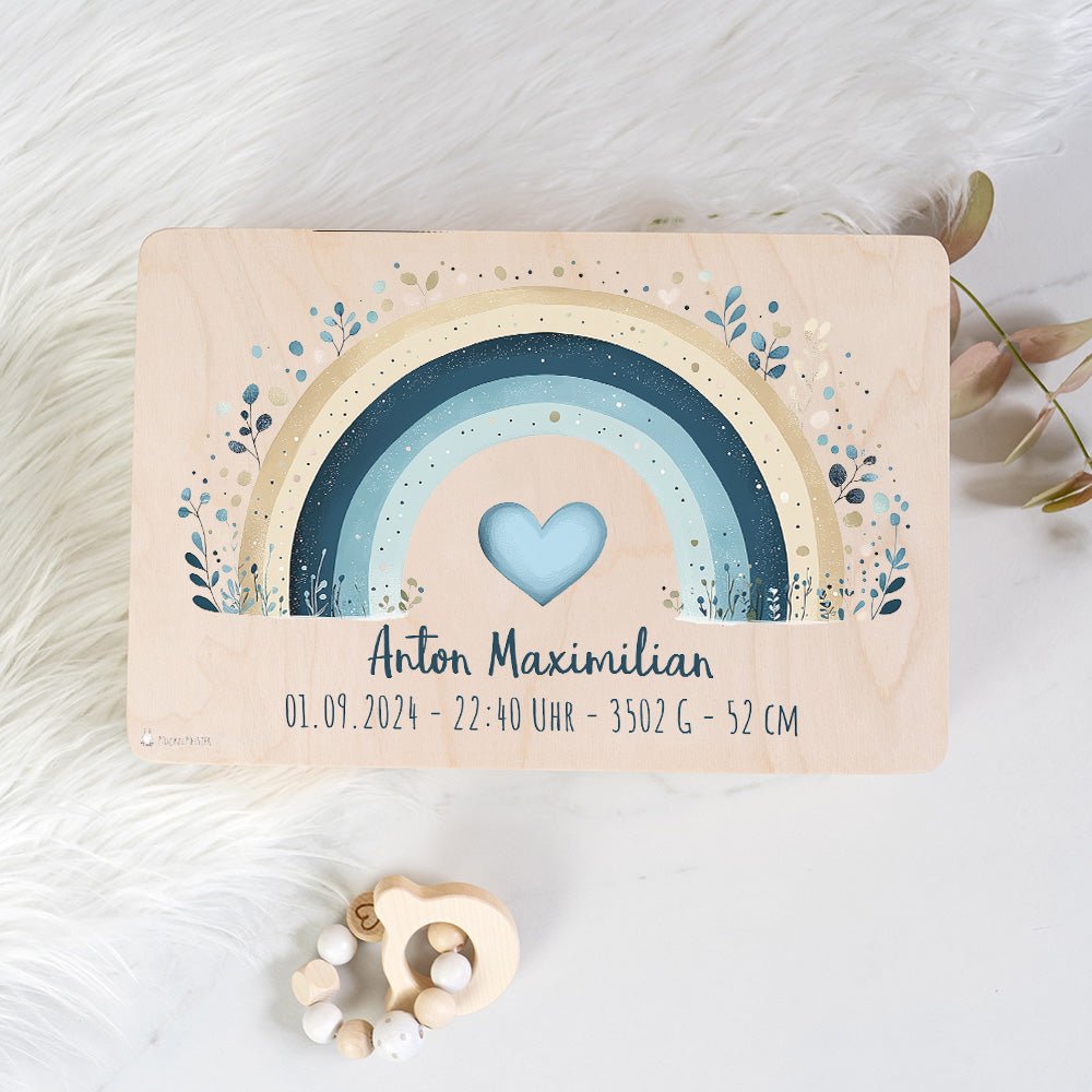 Erinnerungsbox Baby - Regenbogen blau - Muckelmeister