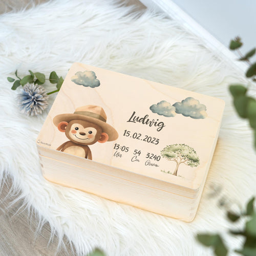 Erinnerungsbox Baby Affe mit Hut