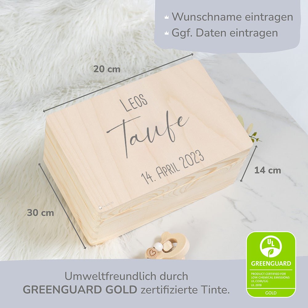Erinnerungsbox Taufe mit Datum - Muckelmeister