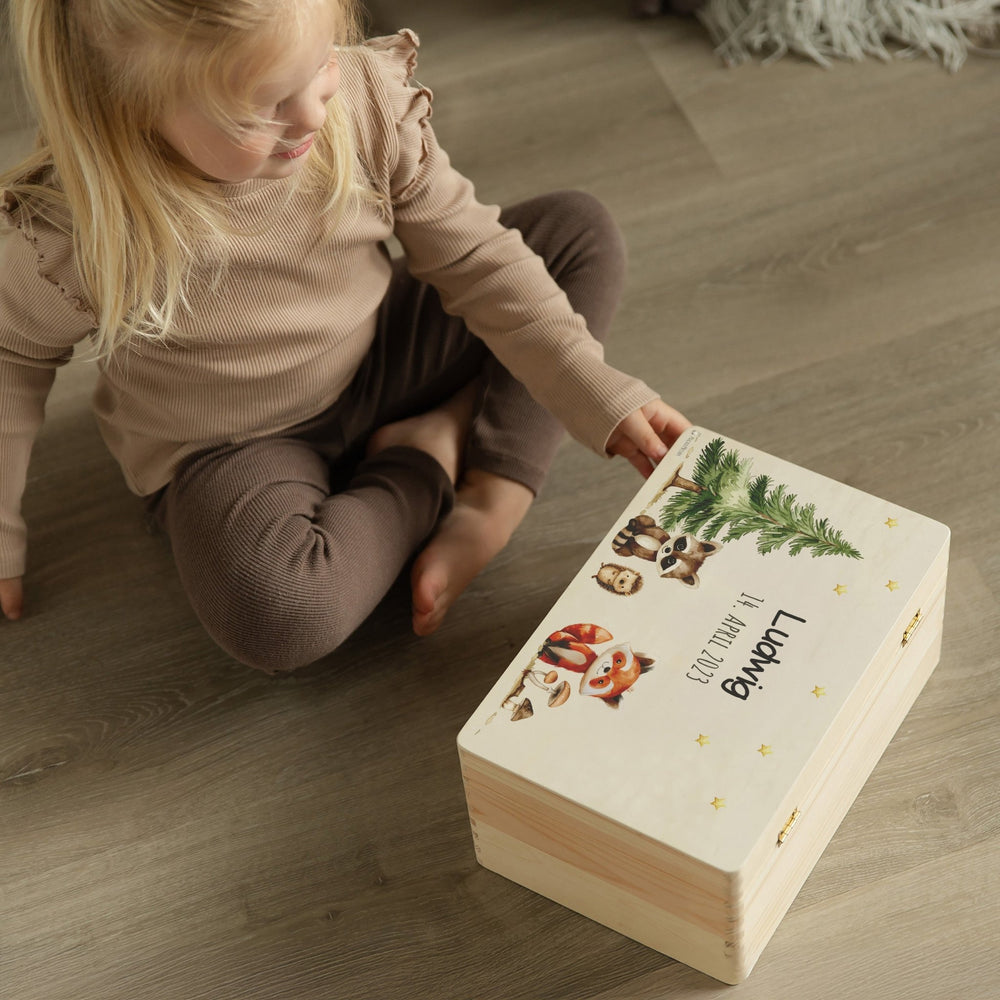 Erinnerungsbox Waldtiere mit Wunschtext - Muckelmeister
