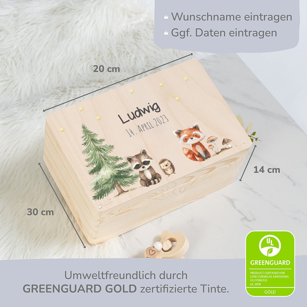 Erinnerungsbox Waldtiere mit Wunschtext - Muckelmeister