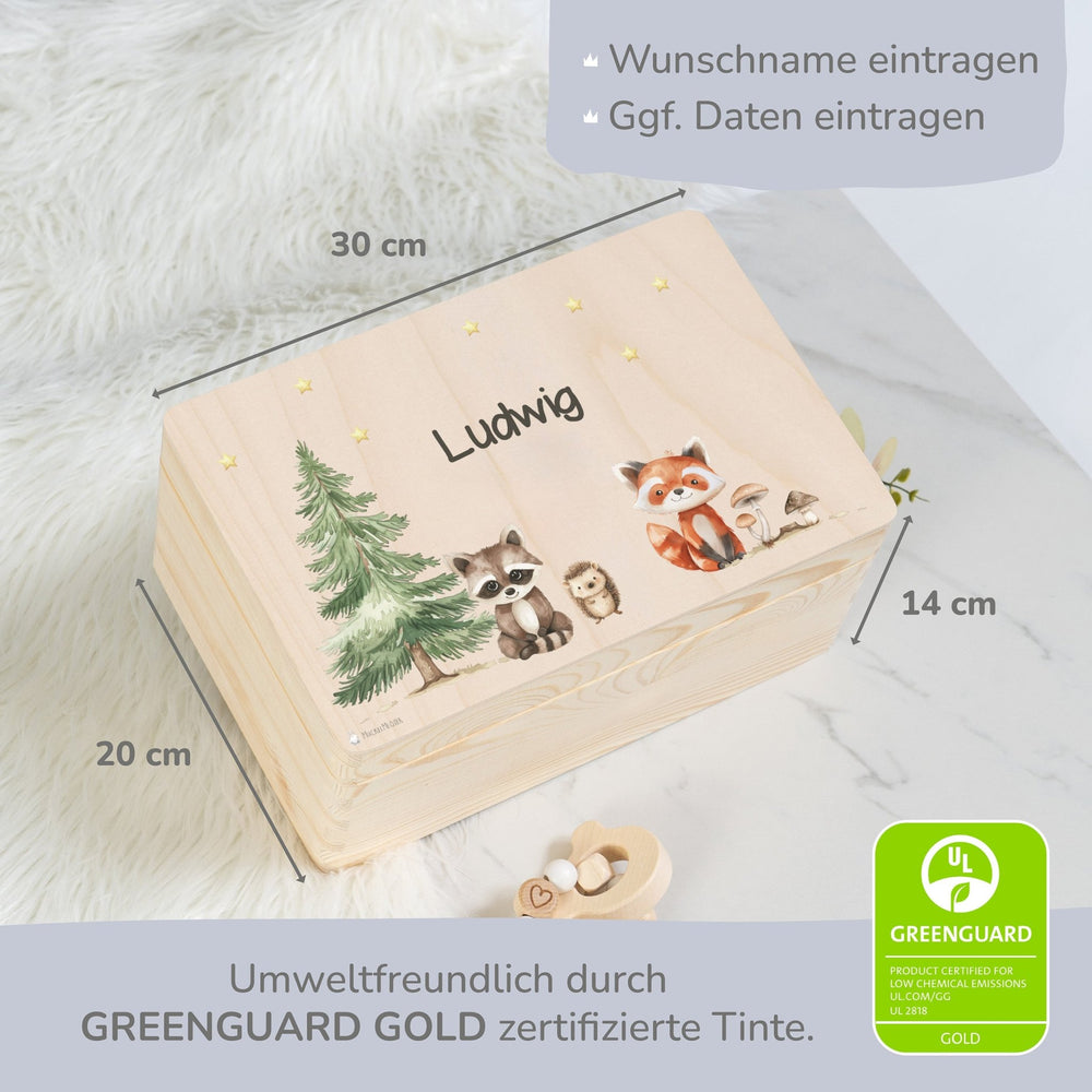 Erinnerungsbox Waldtiere mit Wunschtext - Muckelmeister