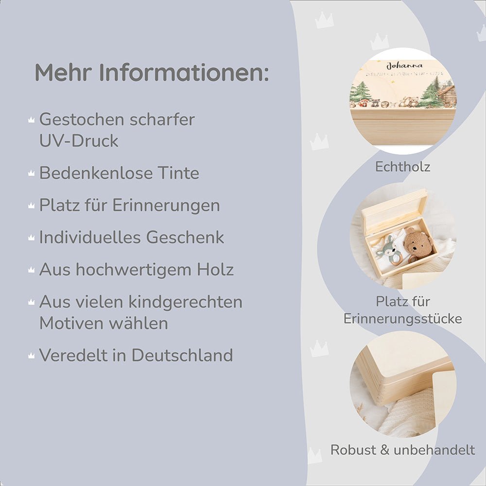 Erinnerungskiste Waldfreunde mit Wunschtext - Muckelmeister