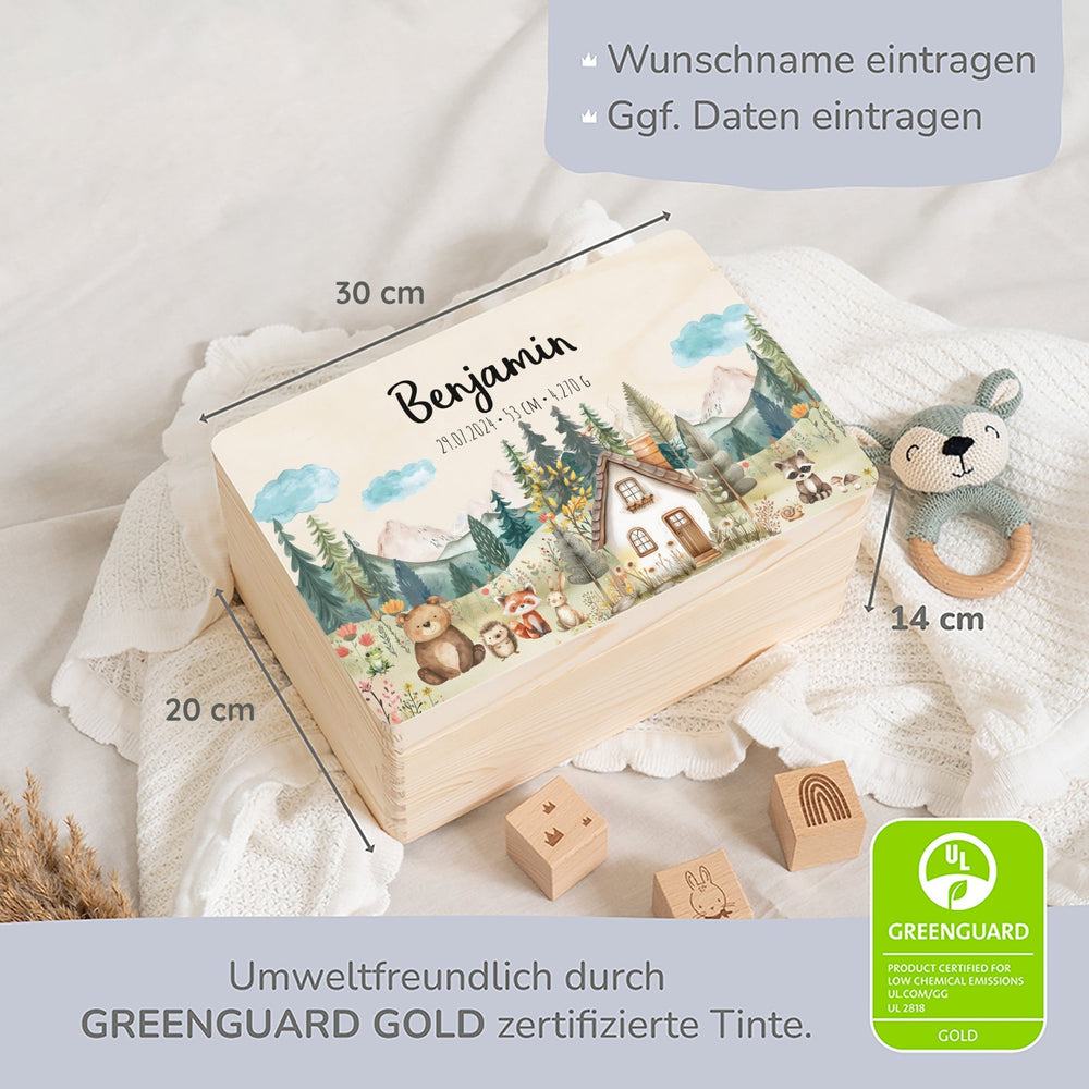 Erinnerungsbox Waldfreunde Haus Bär mit Wunschtext - Muckelmeister