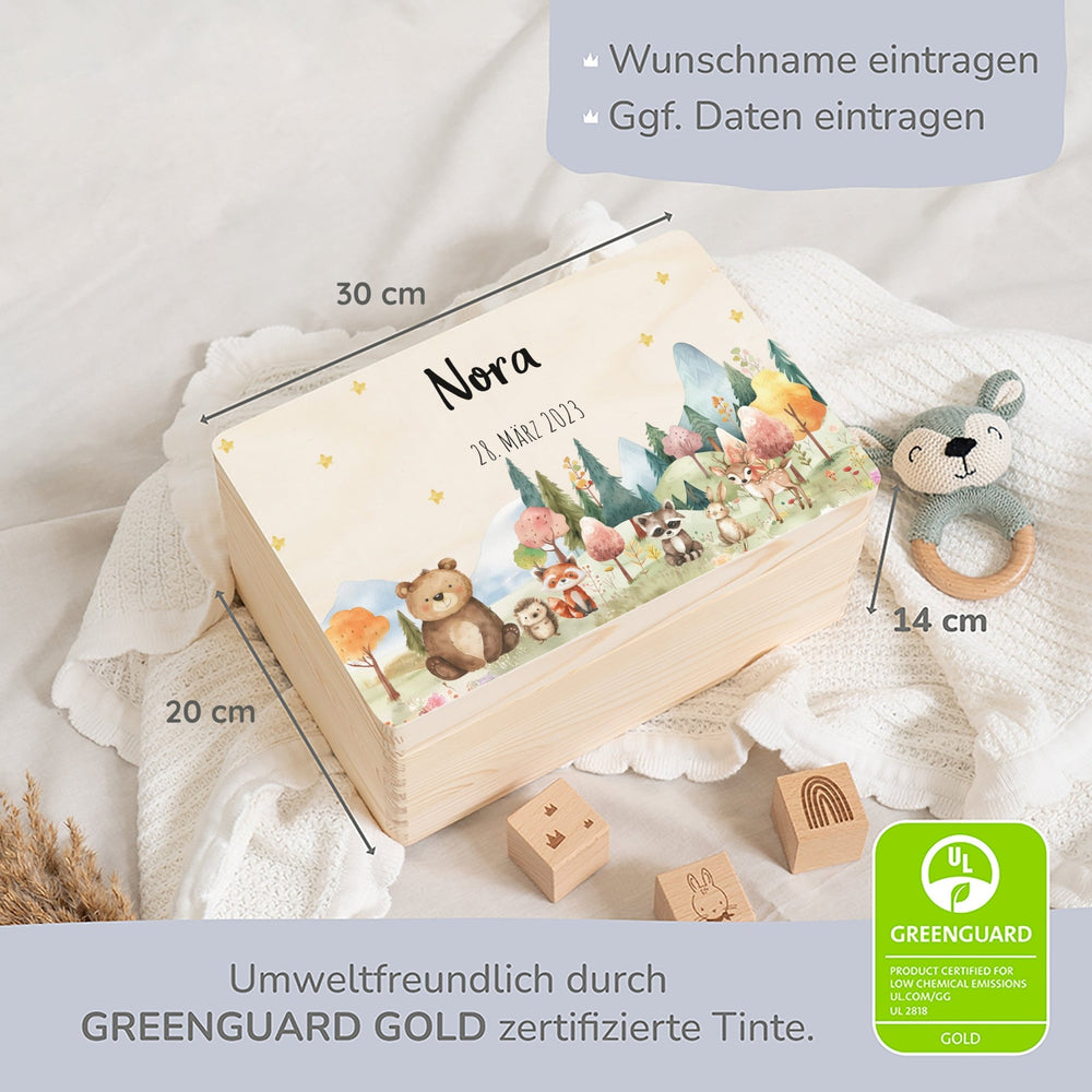 Erinnerungsbox Waldfreunde Lichtung mit Wunschtext - Muckelmeister