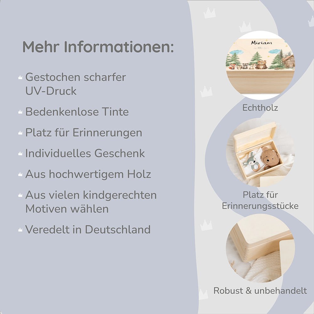 Erinnerungskiste Waldfreunde Hütte mit Wunschtext - Muckelmeister