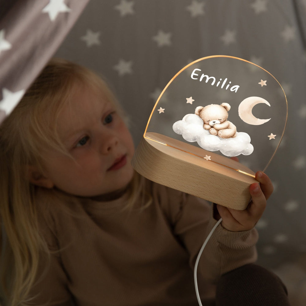 Nachtlicht Kinder personalisiert - Bär auf Wolke - Muckelmeister