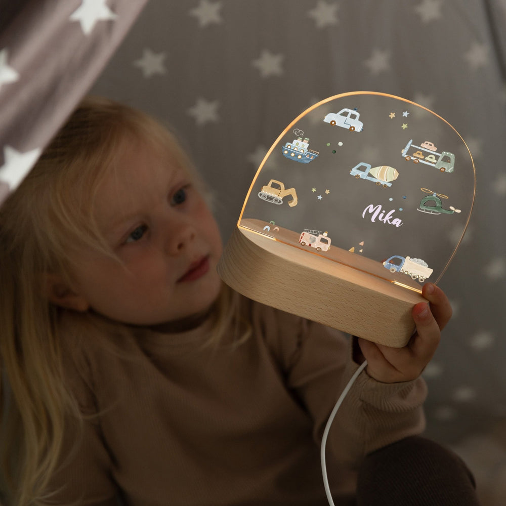 LED Nachtlicht Kinder personalisiert - Fahrzeuge - Muckelmeister