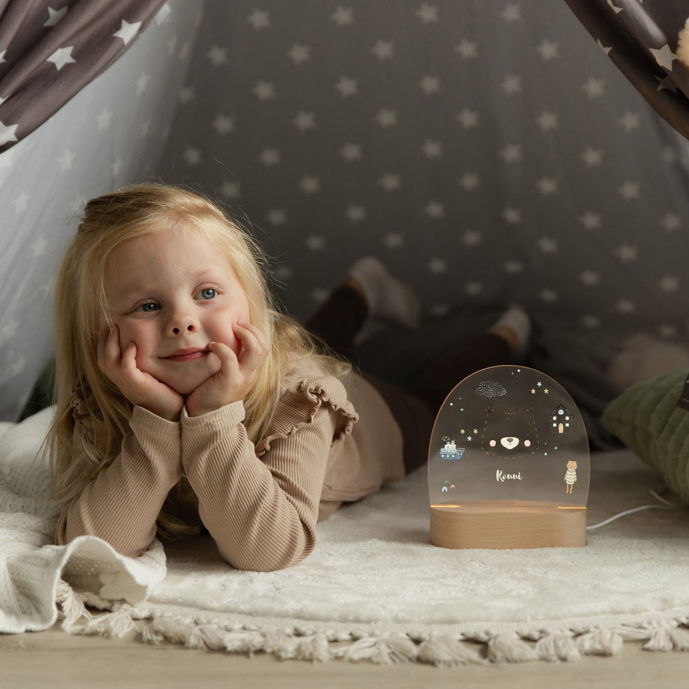 LED Nachtlicht Kinder personalisiert - Strichtier Bär - Muckelmeister