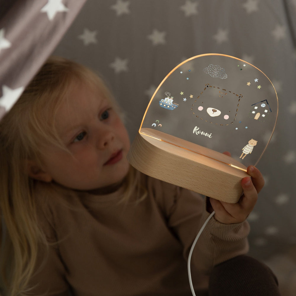 LED Nachtlicht Kinder personalisiert - Strichtier Bär - Muckelmeister